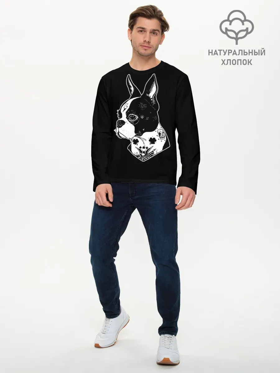Мужской лонгслив базовый / Французский Бульдог (P007_P004ooo1628013, P004ooo1628013)
