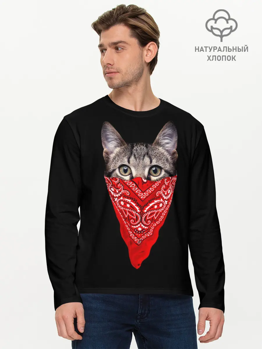 Мужской лонгслив базовый / Gangsta Cat (P007_P004ooo1626861, P004ooo1626861)