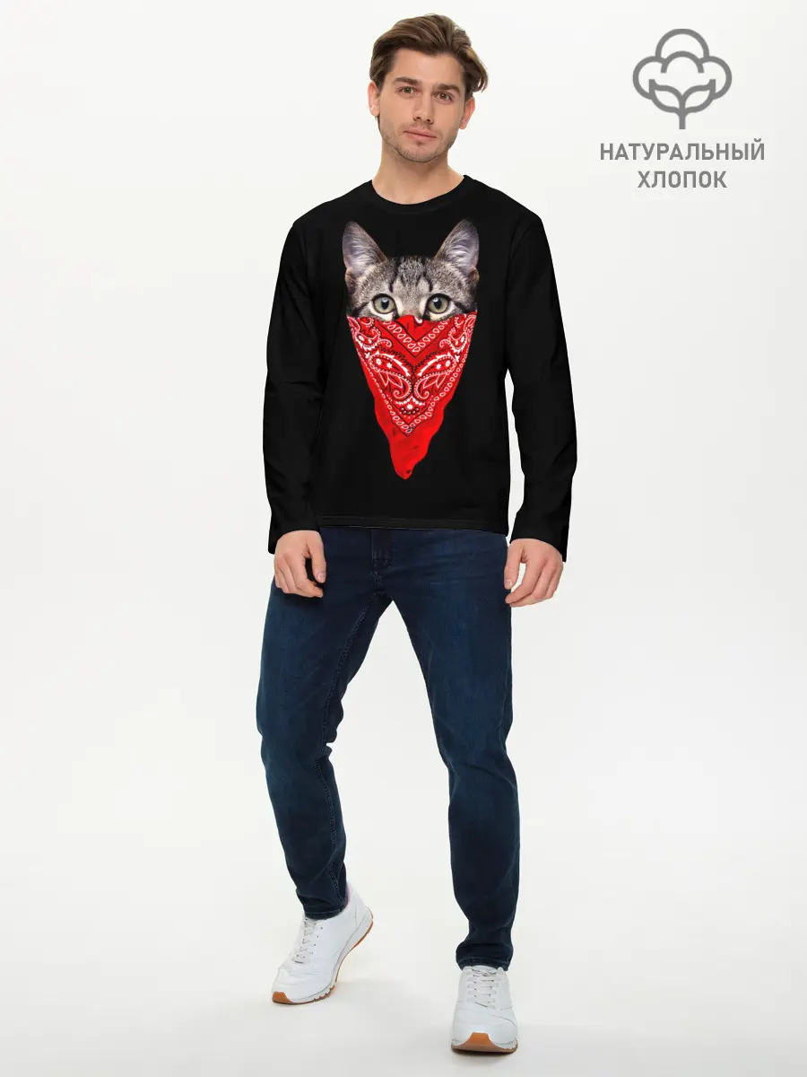 Мужской лонгслив базовый / Gangsta Cat (P007_P004ooo1626861, P004ooo1626861)