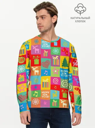 Мужской лонгслив базовый / Новогодний коллаж