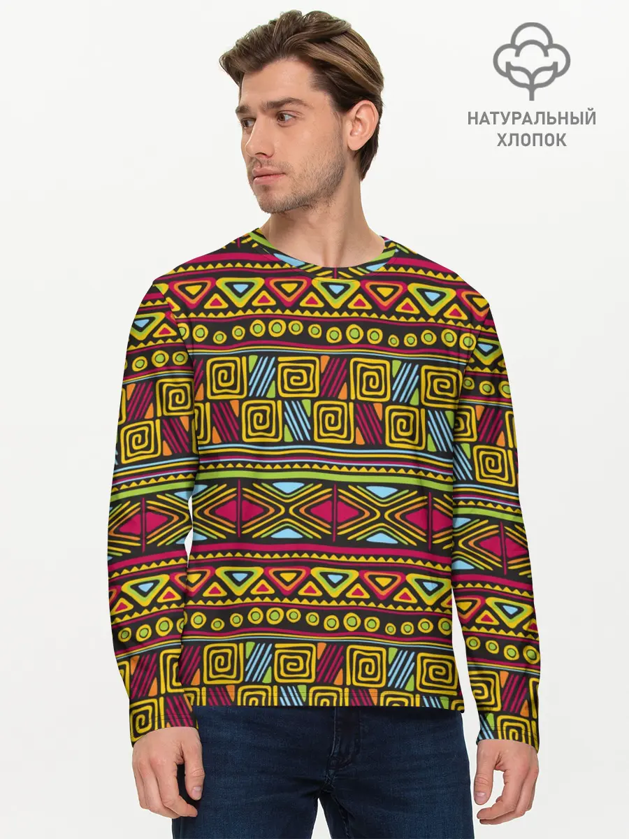 Мужской лонгслив базовый / Этнический орнамент (P007_P004ooo1629319, P004ooo1629319)