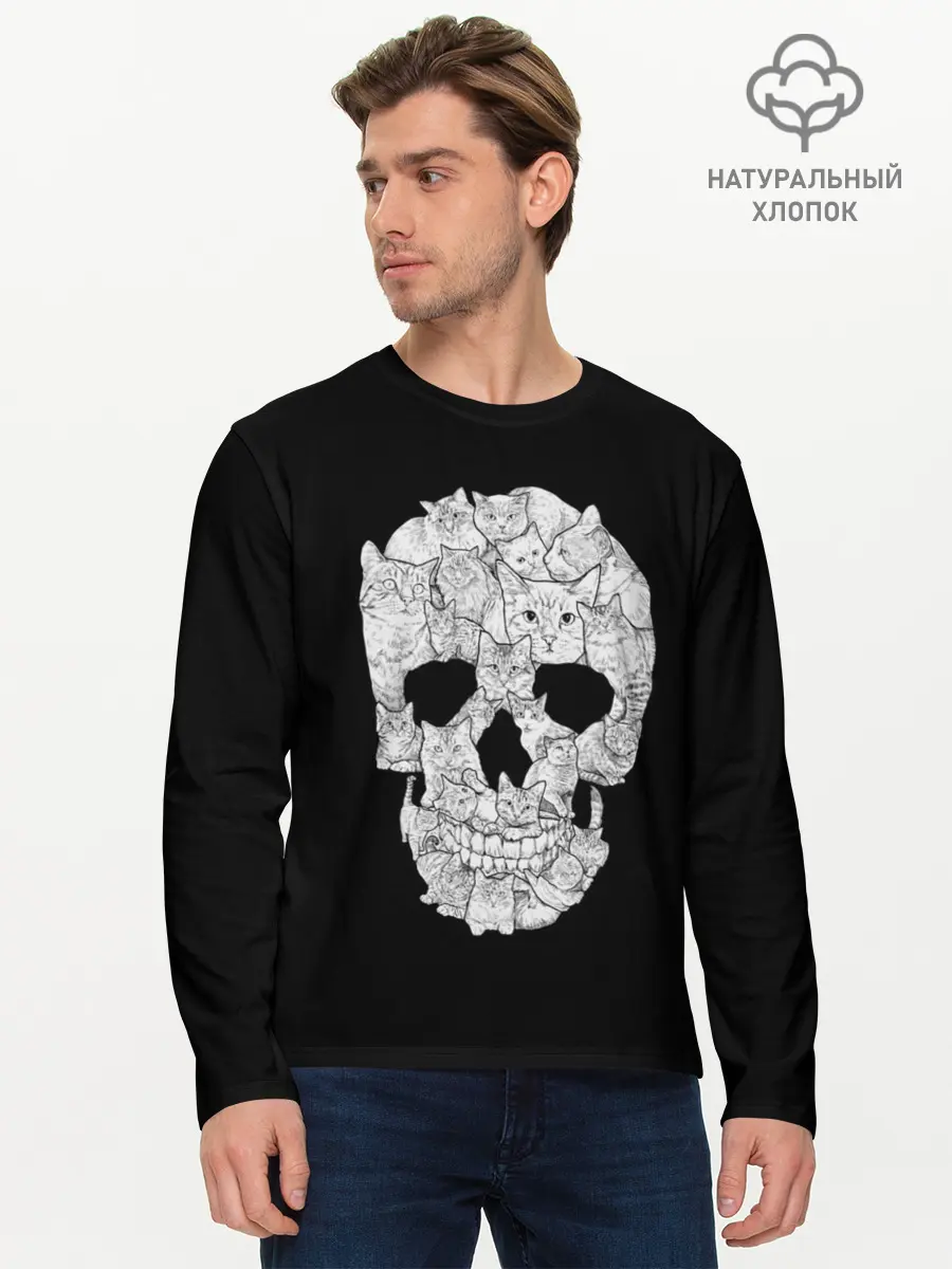 Мужской лонгслив базовый / Sketchy Cat Skull (P007_P004ooo1628499, P004ooo1628499)