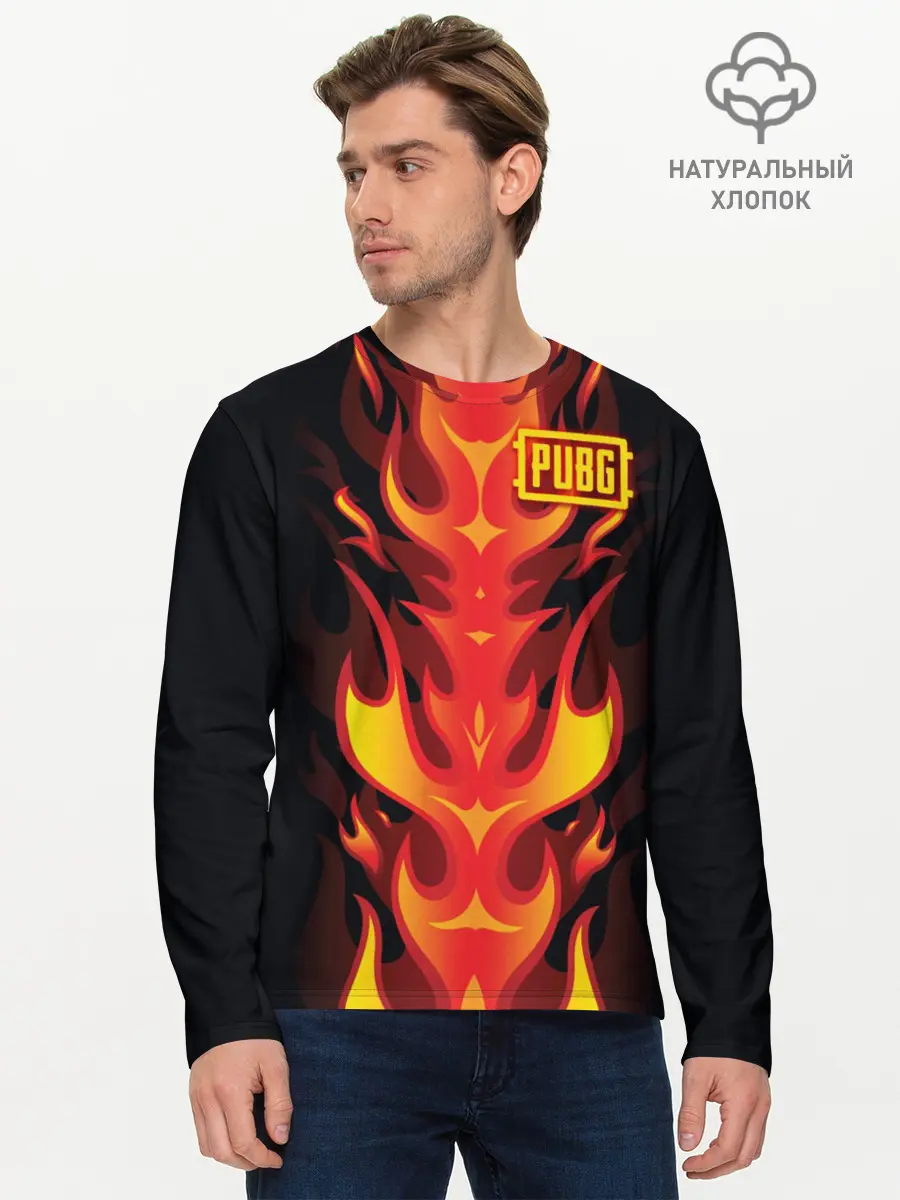 Мужской лонгслив базовый / PUBG Fire (P007_P004ooo1630033, P004ooo1630033)