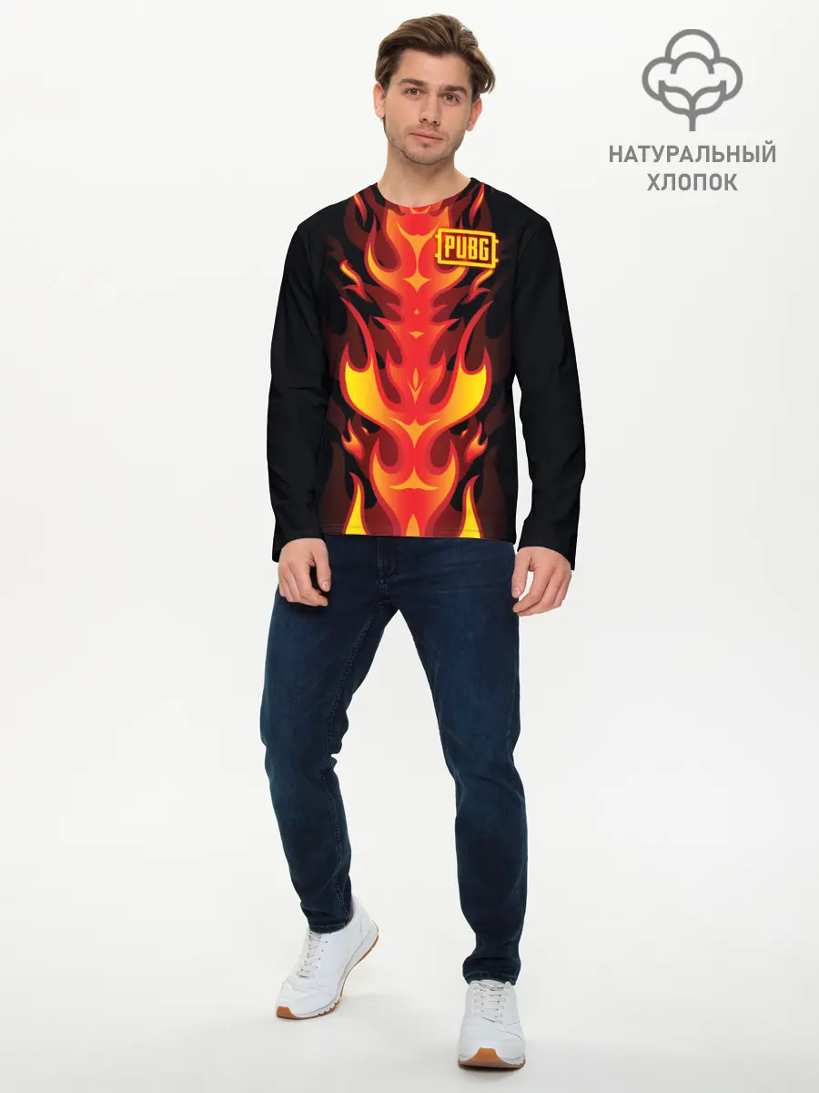 Мужской лонгслив базовый / PUBG Fire (P007_P004ooo1630033, P004ooo1630033)