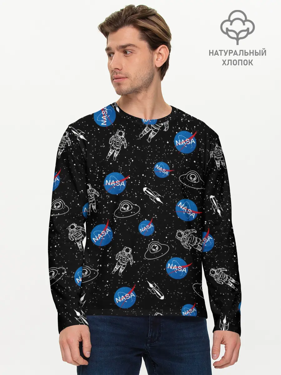 Мужской лонгслив базовый / NASA (P007_P004ooo1629845, P004ooo1629845)