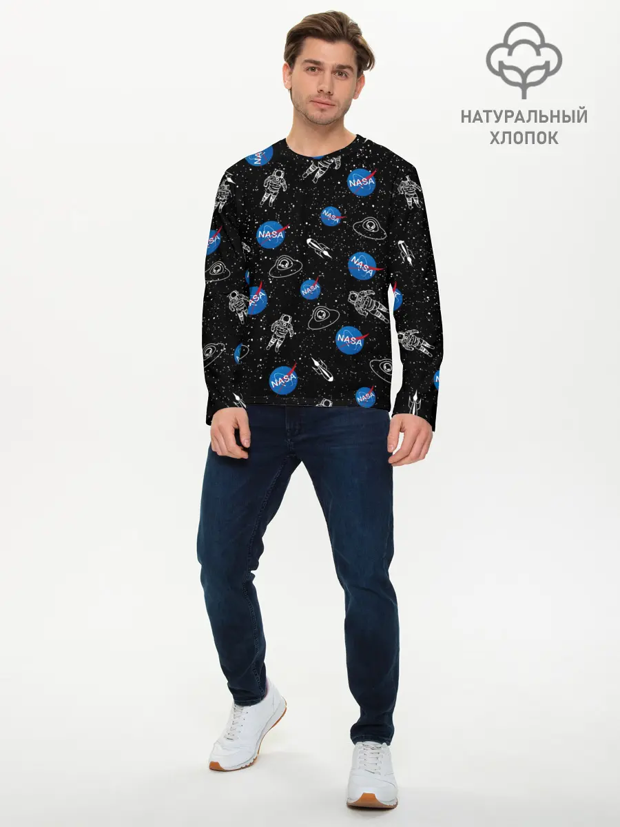 Мужской лонгслив базовый / NASA (P007_P004ooo1629845, P004ooo1629845)