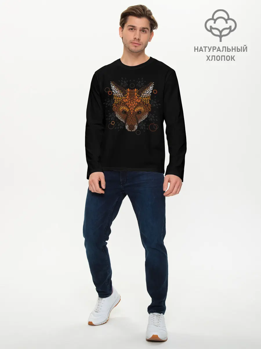 Мужской лонгслив базовый / Лиса из Листьев (P007_P004ooo1630907, P004ooo1630907)