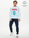 Мужской лонгслив базовый / Кот на полосочках (P007_P004ooo1633231, P004ooo1633231)