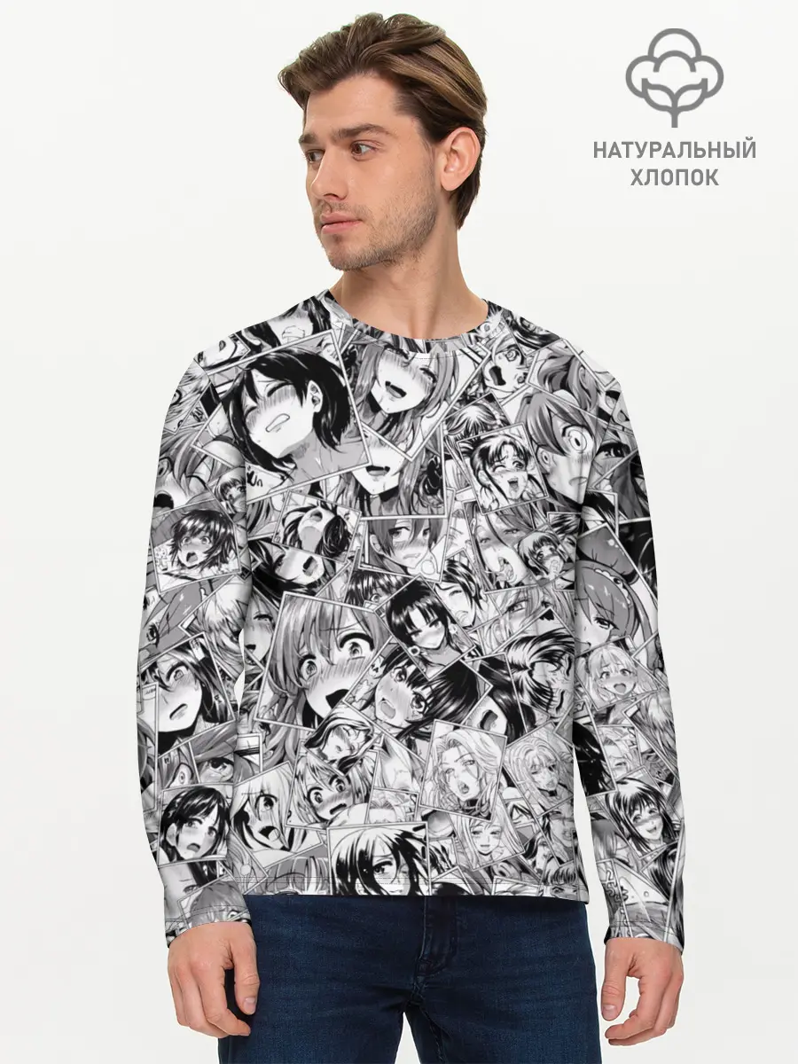 Мужской лонгслив базовый / Manga ahegao (P007_P004ooo1641587, P004ooo1641587)