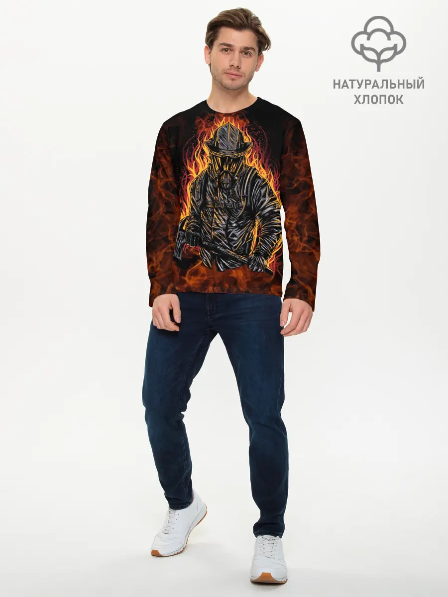 Мужской лонгслив базовый / Пожарный (P007_P004ooo1641967, P004ooo1641967)