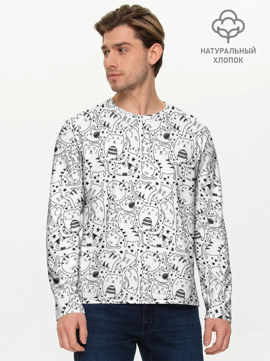 Мужской лонгслив базовый / котики и кошки (P007_P004ooo1644113, P004ooo1644113)