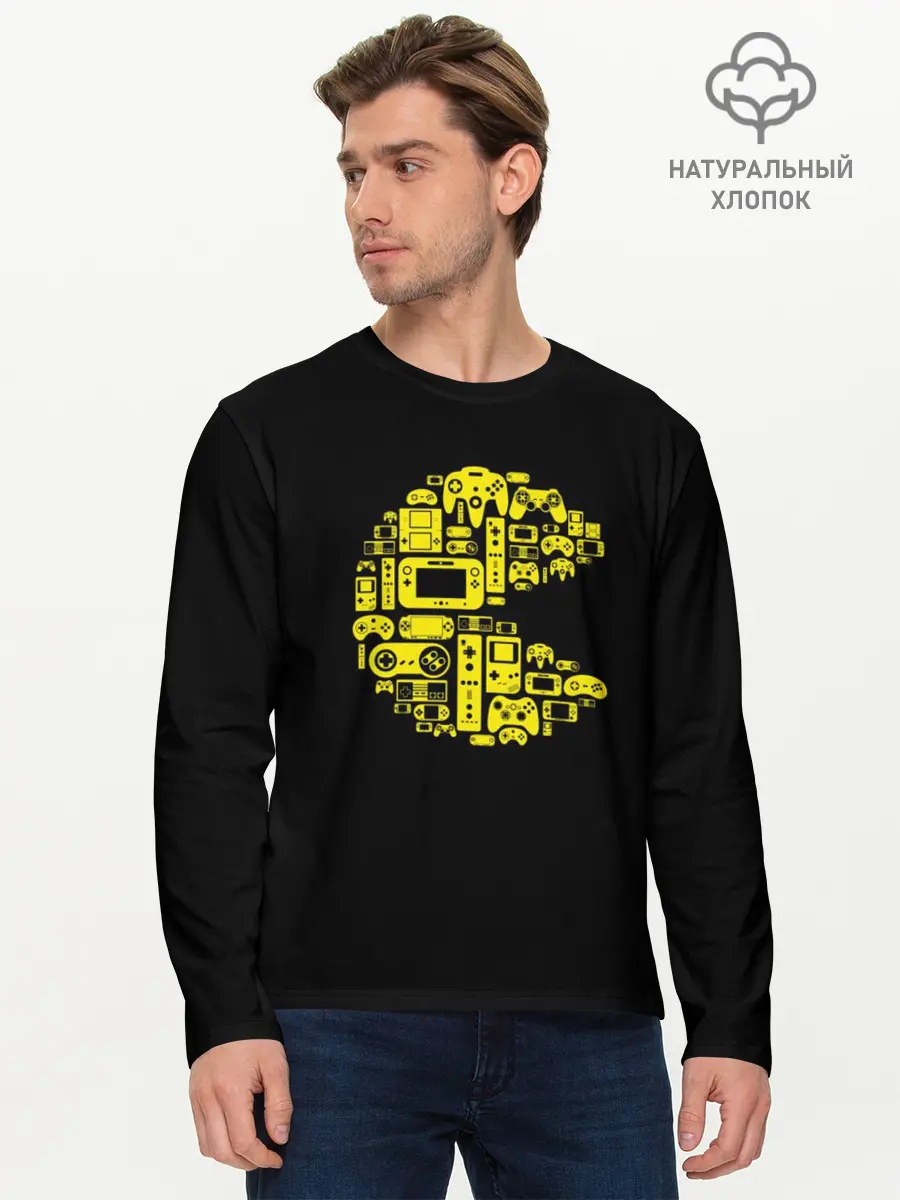 Мужской лонгслив базовый / Pac-Man (P007_P004ooo1645363, P004ooo1645363)