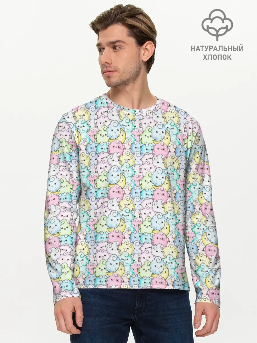 Мужской лонгслив базовый / Kawaii night (P007_P004ooo1646919, P004ooo1646919)