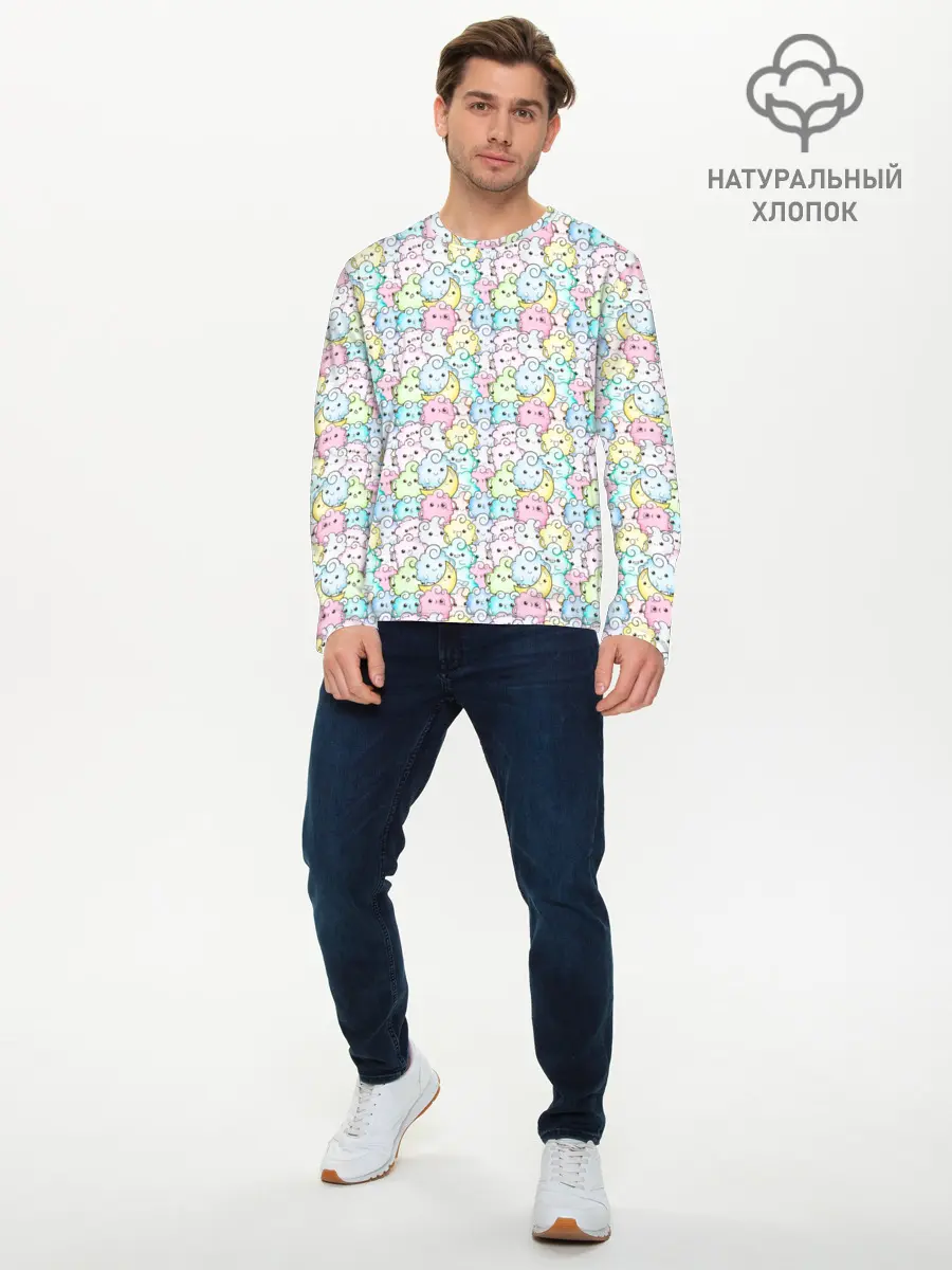 Мужской лонгслив базовый / Kawaii night (P007_P004ooo1646919, P004ooo1646919)