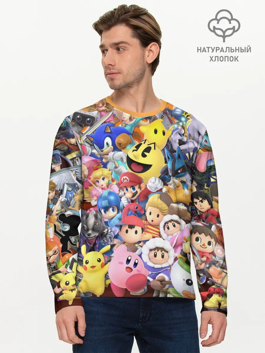 Мужской лонгслив базовый / Super Smash Bros (P007_P004ooo1647025, P004ooo1647025)