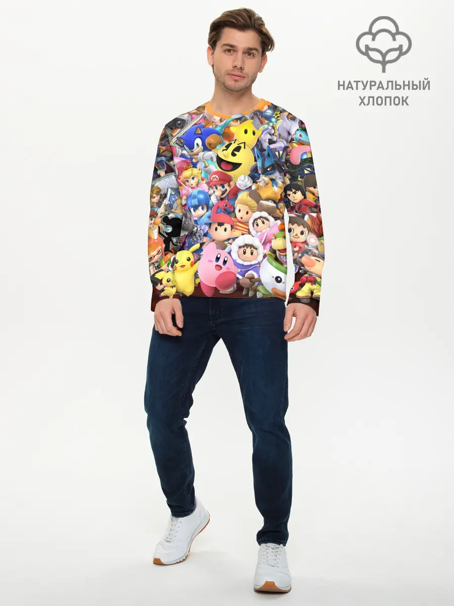 Мужской лонгслив базовый / Super Smash Bros (P007_P004ooo1647025, P004ooo1647025)
