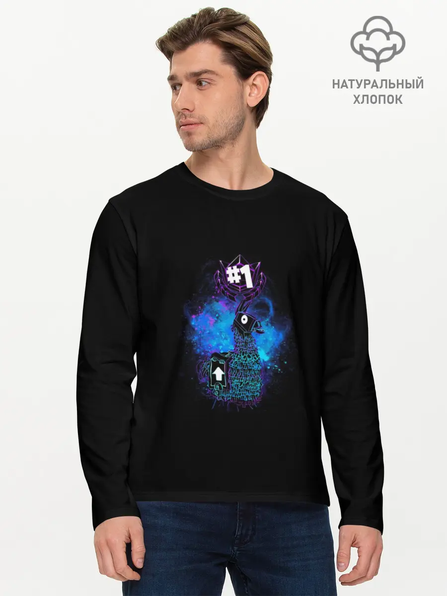 Мужской лонгслив базовый / Fortnite. Neon Lama (P007_P004ooo1646219, P004ooo1646219)