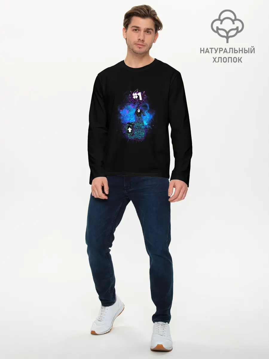 Мужской лонгслив базовый / Fortnite. Neon Lama (P007_P004ooo1646219, P004ooo1646219)