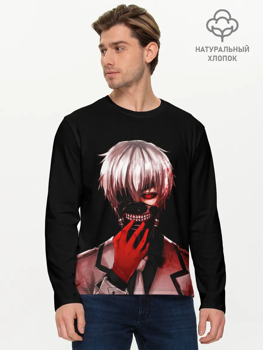Мужской лонгслив базовый / Ken Kaneki в крови (P007_P004ooo1649101, P004ooo1649101)