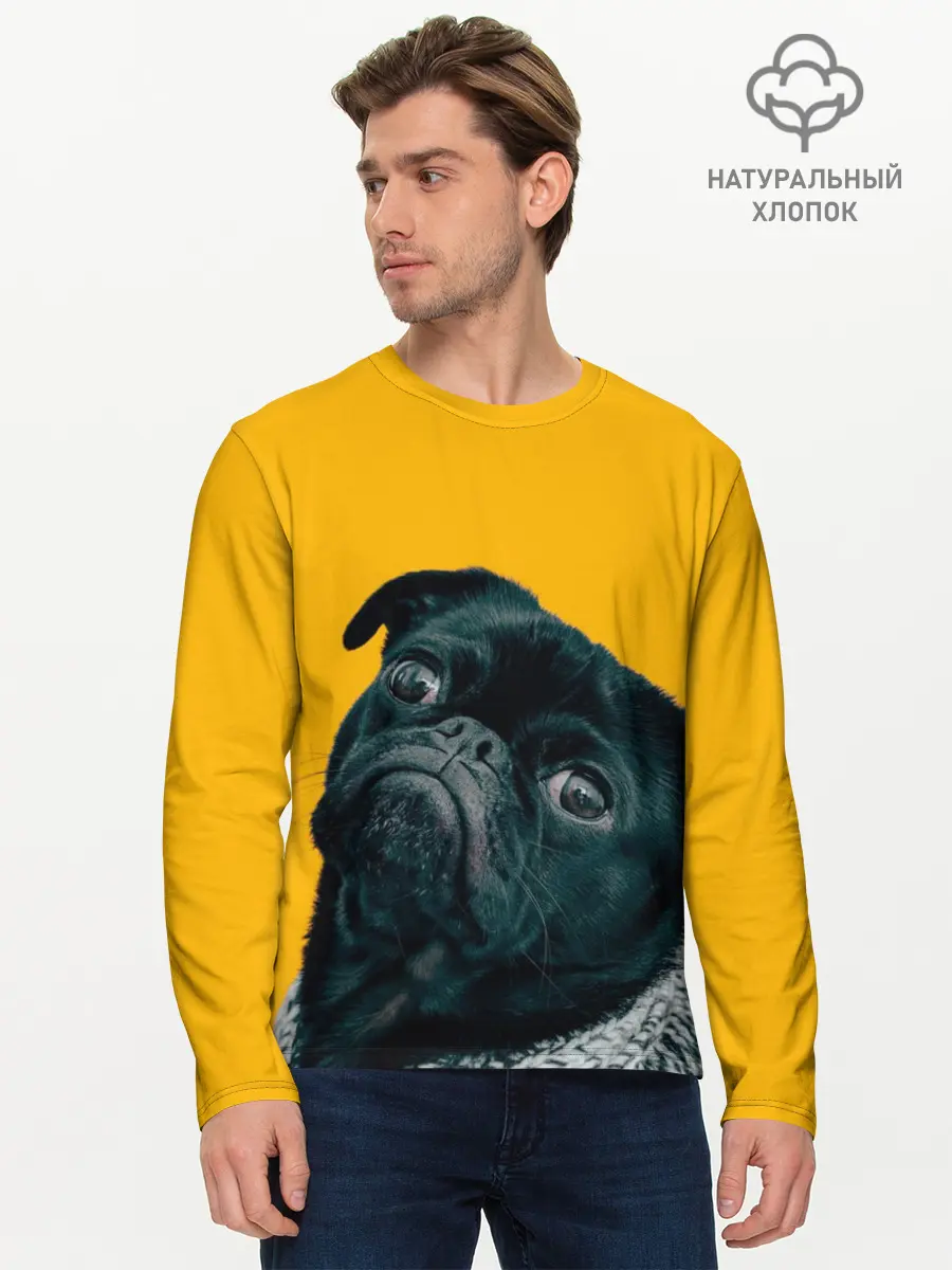 Мужской лонгслив базовый / Бульдожка (P007_P004ooo1650519, P004ooo1650519)