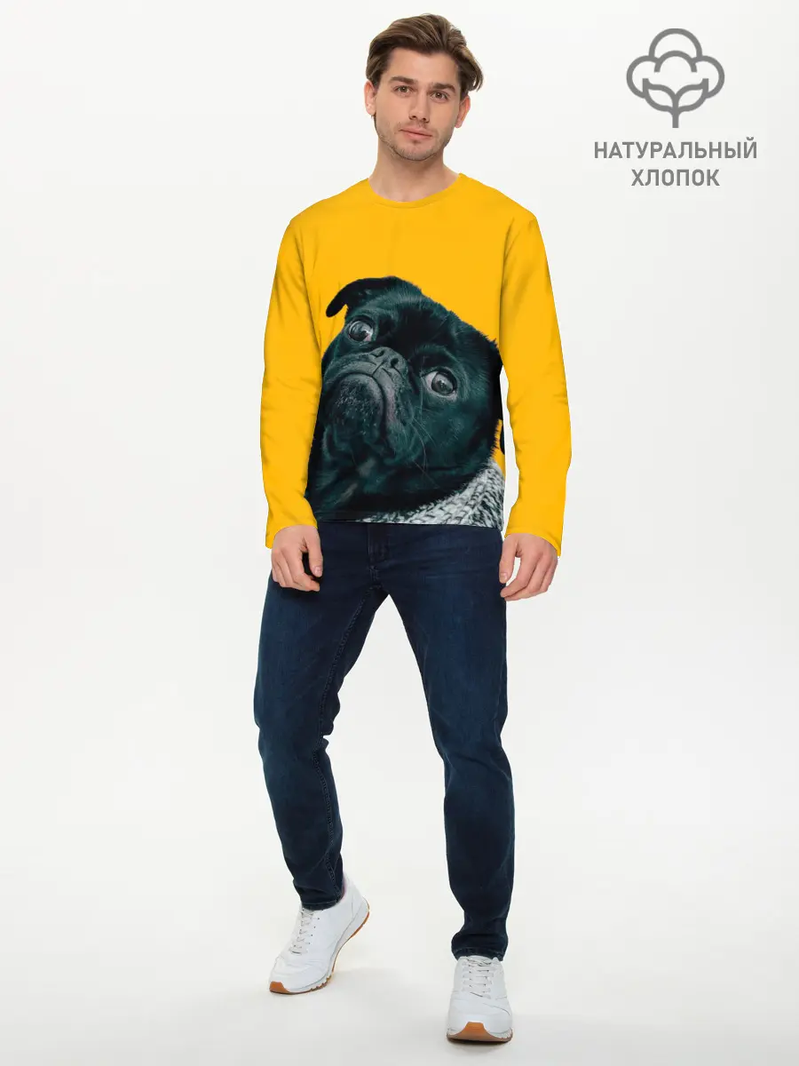 Мужской лонгслив базовый / Бульдожка (P007_P004ooo1650519, P004ooo1650519)