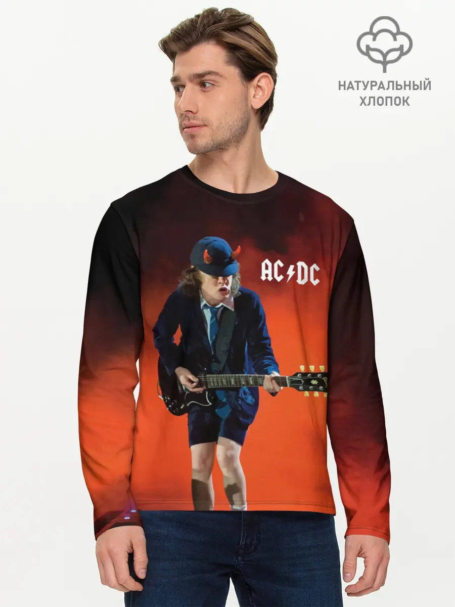 Мужской лонгслив базовый / AC/DC (P007_P004ooo1649537, P004ooo1649537)