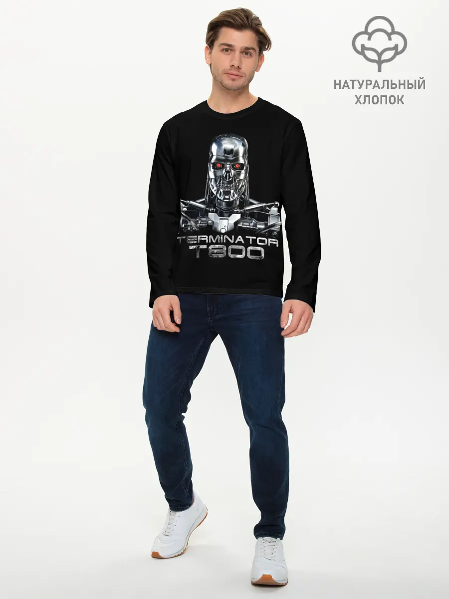 Мужской лонгслив базовый / Терминатор Т800, (P007_P004ooo1650317, P004ooo1650317)