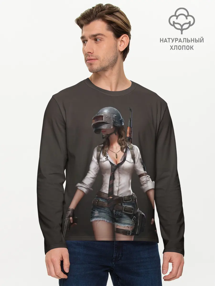 Мужской лонгслив базовый / PUBG girl (P007_P004ooo1652325, P004ooo1652325)