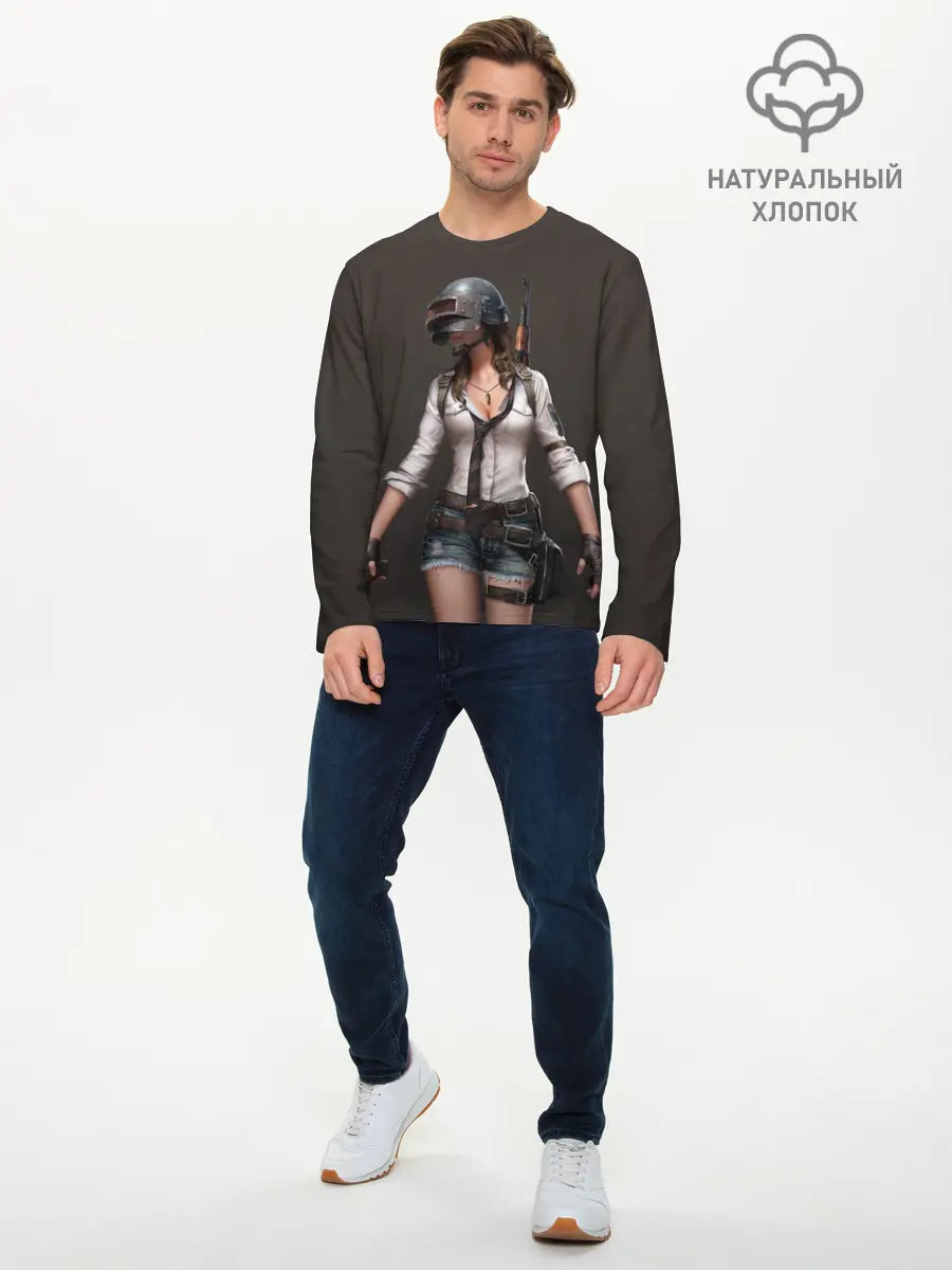 Мужской лонгслив базовый / PUBG girl (P007_P004ooo1652325, P004ooo1652325)