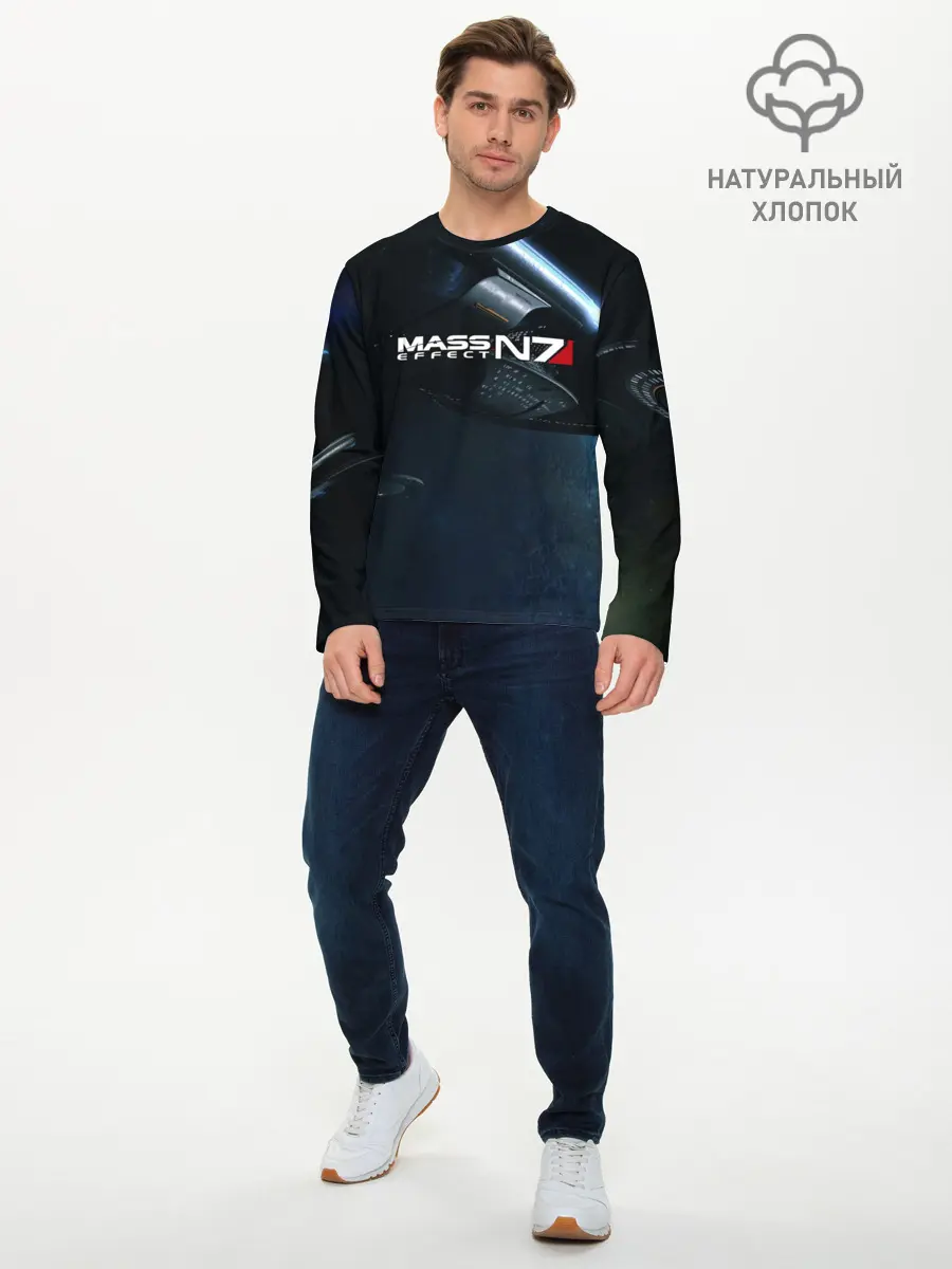 Мужской лонгслив базовый / MASS EFFECT N7 (P007_P004ooo1655783, P004ooo1655783)