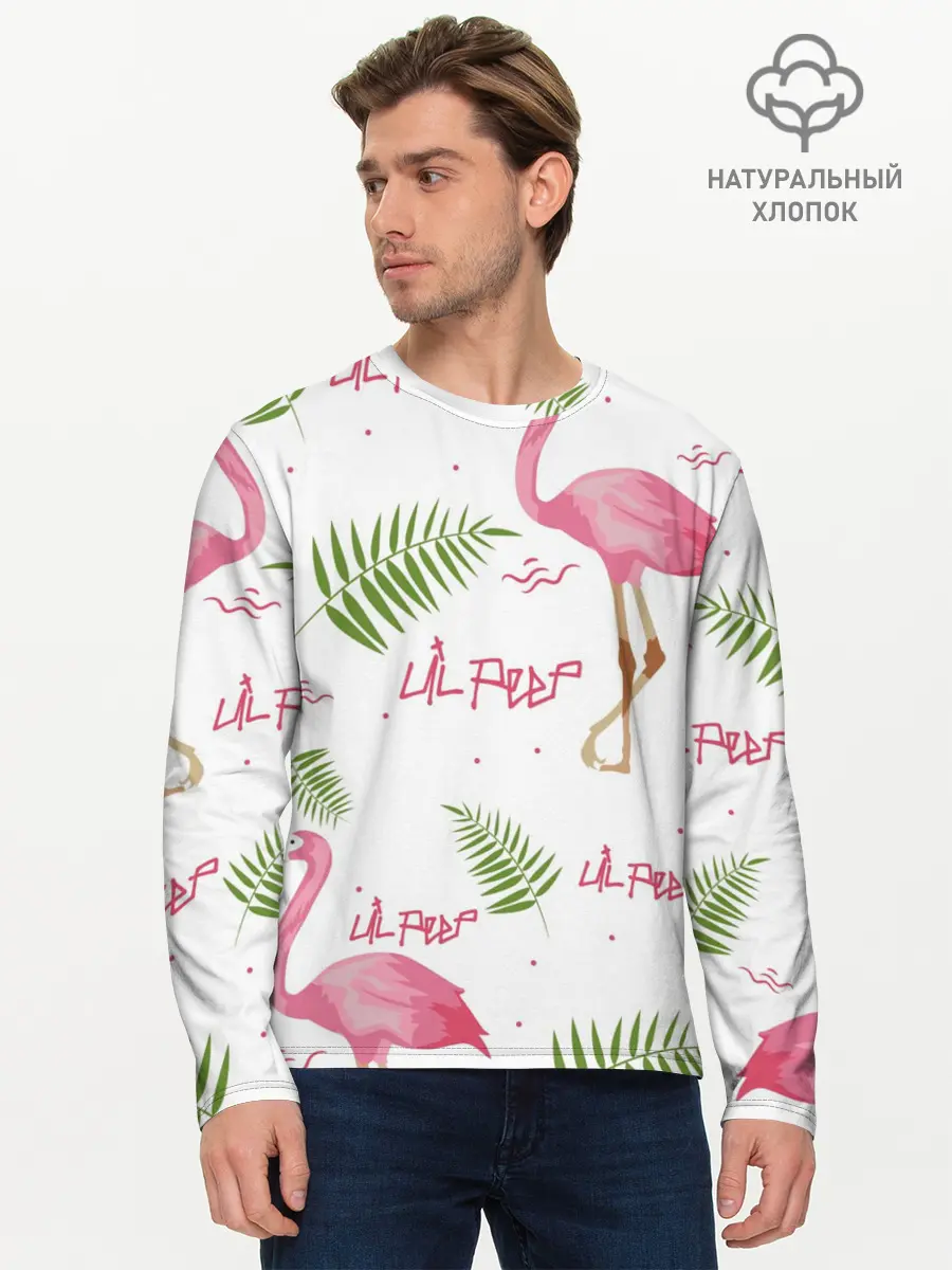 Мужской лонгслив базовый / Lil Peep pink flamingo (P007_P004ooo1655859, P004ooo1655859)