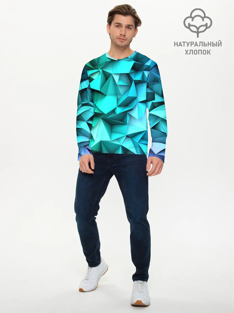 Мужской лонгслив базовый / abstraction geometry (P007_P004ooo1657165, P004ooo1657165)