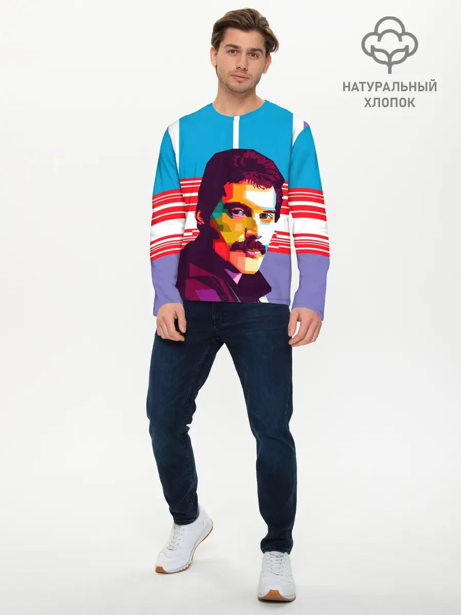 Мужской лонгслив базовый / Фредди Меркьюри (P007_P004ooo1657545, P004ooo1657545)