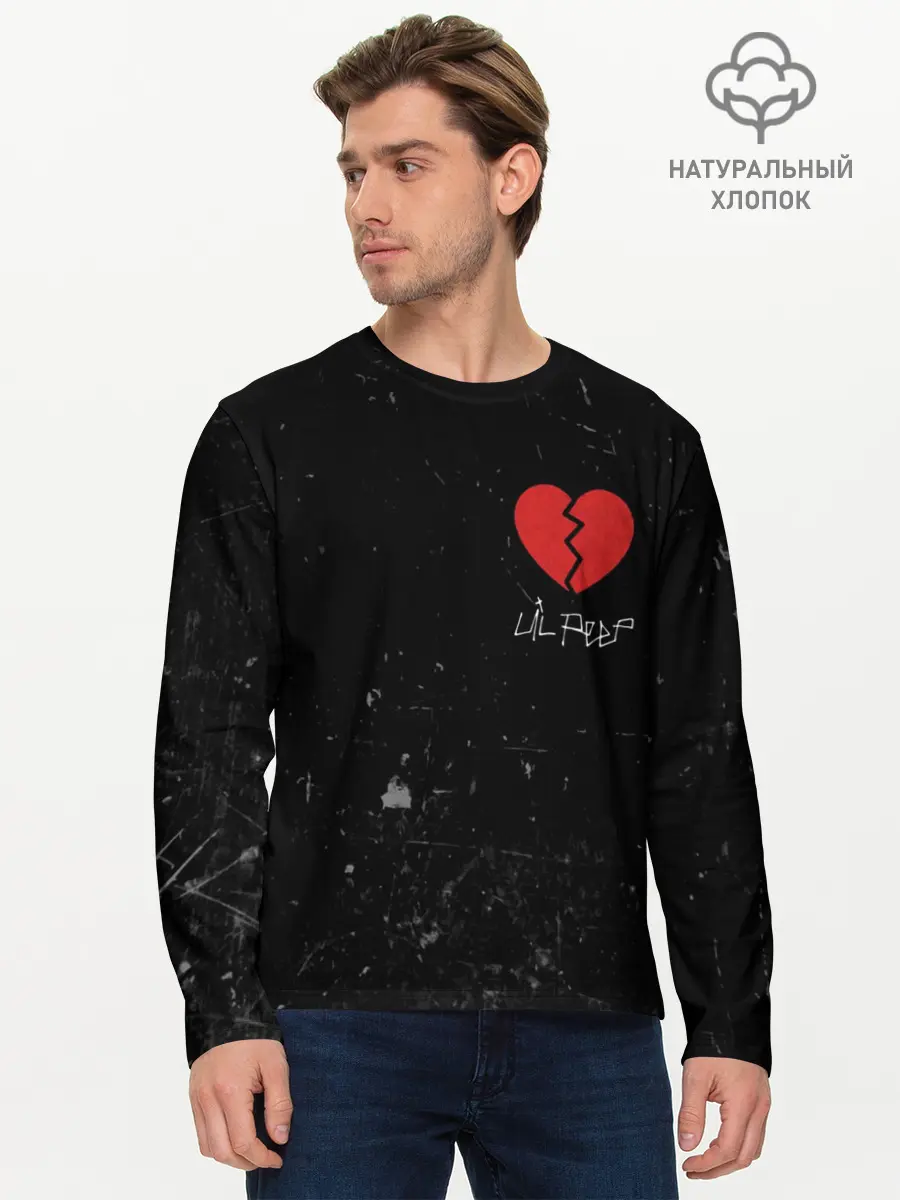 Мужской лонгслив базовый / Lil Peep Broken Heart (P007_P004ooo1660033, P004ooo1660033)