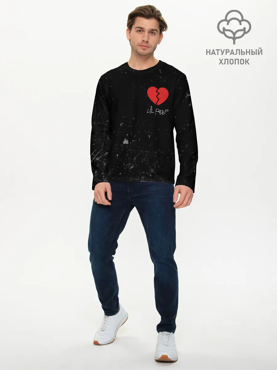 Мужской лонгслив базовый / Lil Peep Broken Heart (P007_P004ooo1660033, P004ooo1660033)