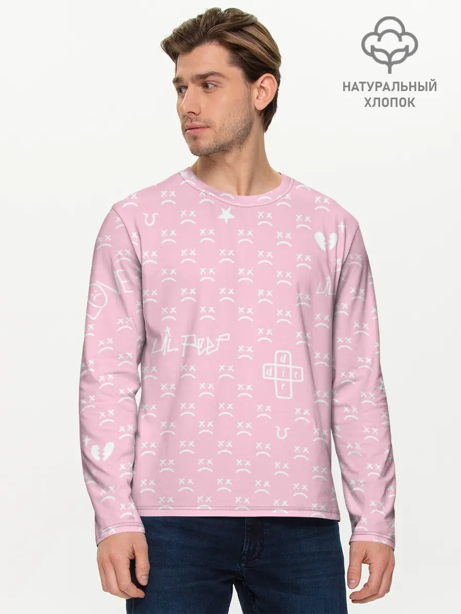 Мужской лонгслив базовый / Lil Peep pink pattern (P007_P004ooo1672323, P004ooo1672323)