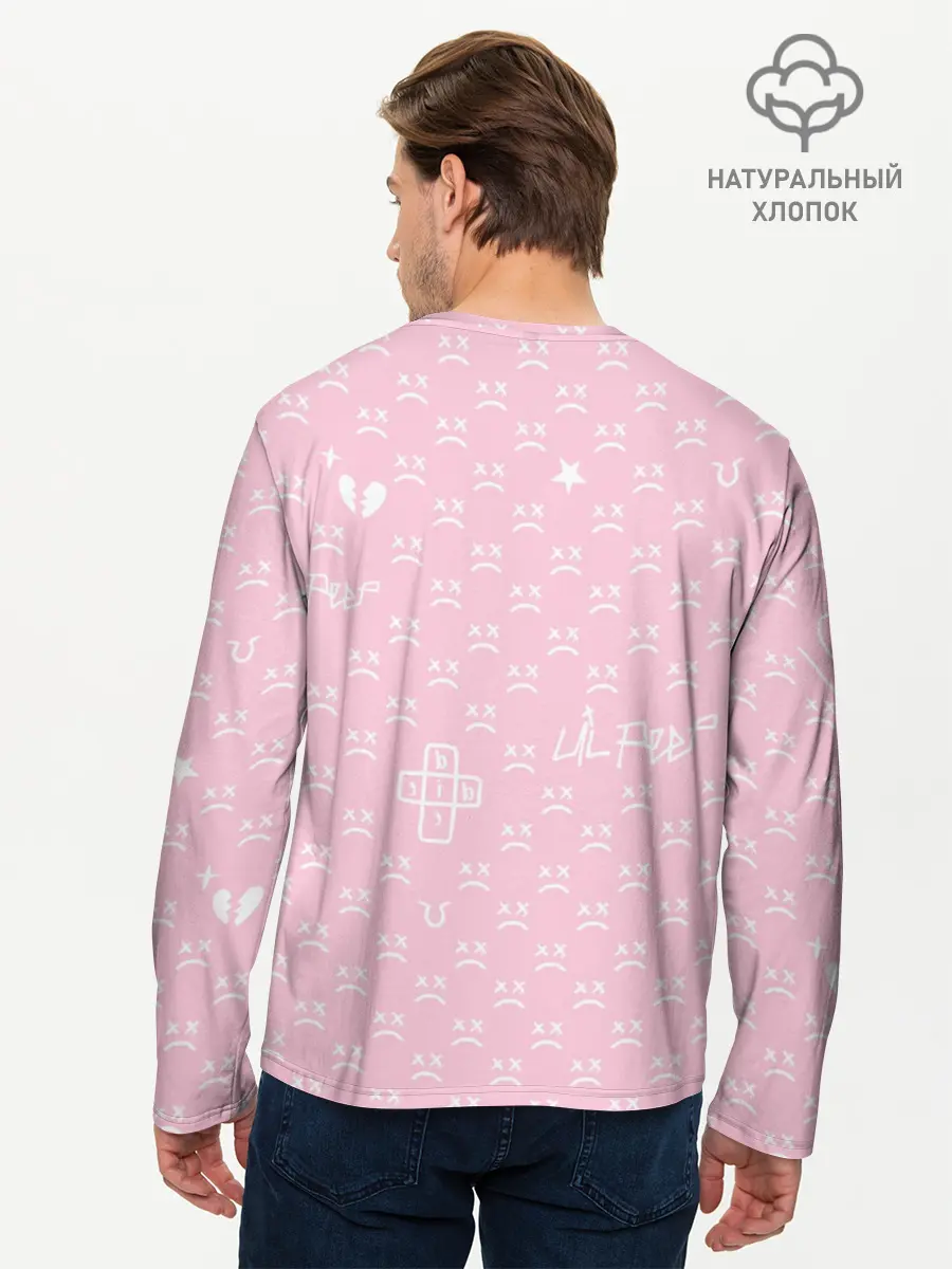 Мужской лонгслив базовый / Lil Peep pink pattern (P007_P004ooo1672323, P004ooo1672323)