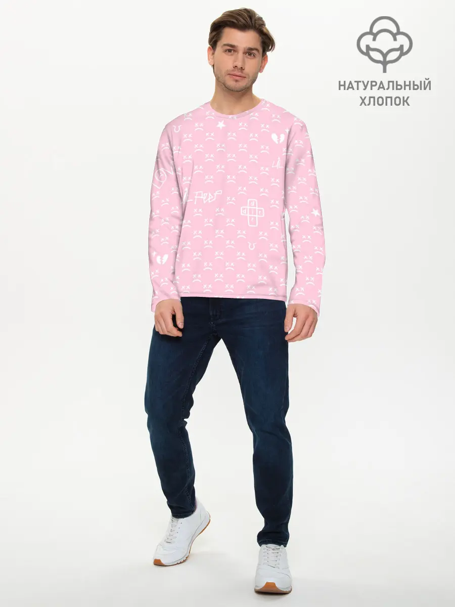 Мужской лонгслив базовый / Lil Peep pink pattern (P007_P004ooo1672323, P004ooo1672323)