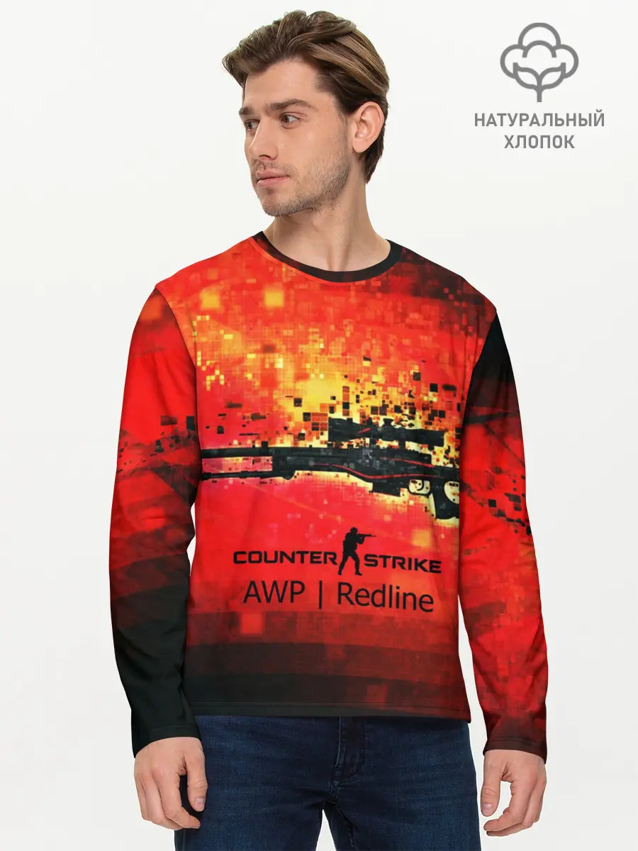 Мужской лонгслив базовый / cs go:AWP:Red Line (P007_P004ooo1676223, P004ooo1676223)