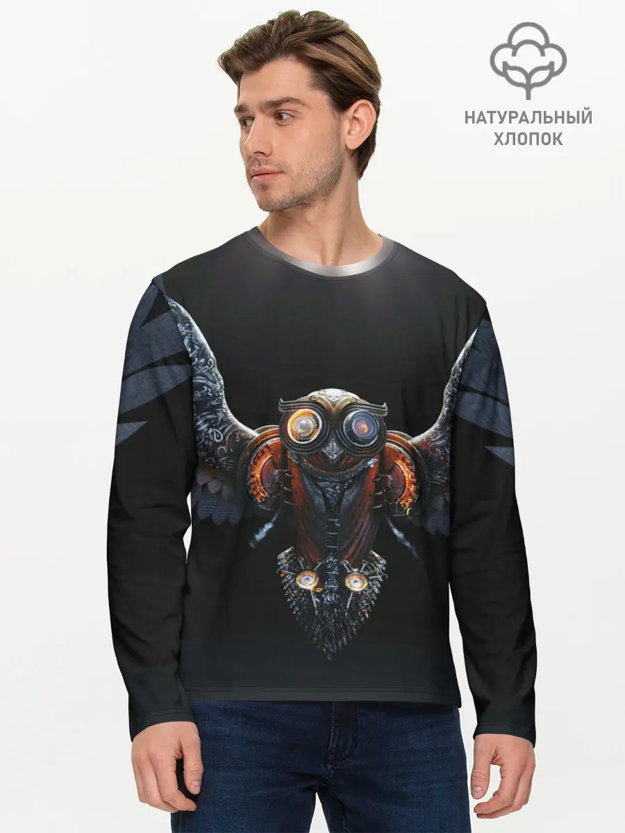 Мужской лонгслив базовый / Steampunk owl (P007_P004ooo1680807, P004ooo1680807)