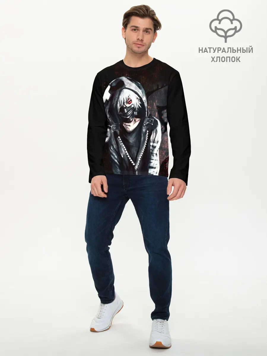 Мужской лонгслив базовый / Ken Kaneki в капюшоне (P007_P004ooo1681963, P004ooo1681963)