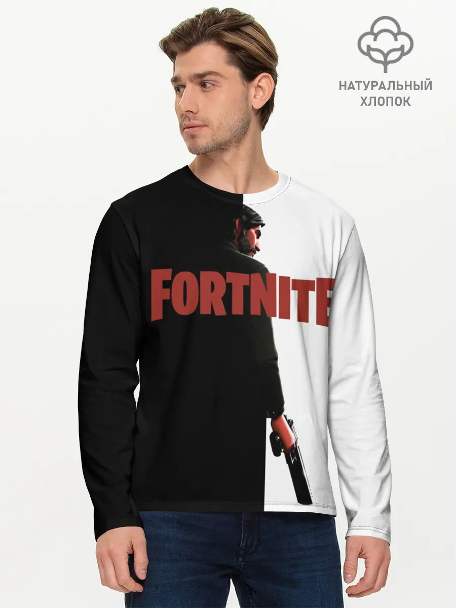Мужской лонгслив базовый / The Reaper Half Black Fortnite (P007_P004ooo1682081, P004ooo1682081)