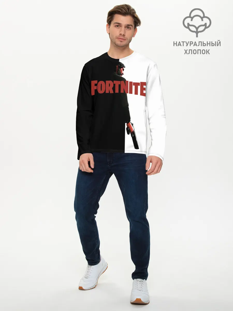 Мужской лонгслив базовый / The Reaper Half Black Fortnite (P007_P004ooo1682081, P004ooo1682081)