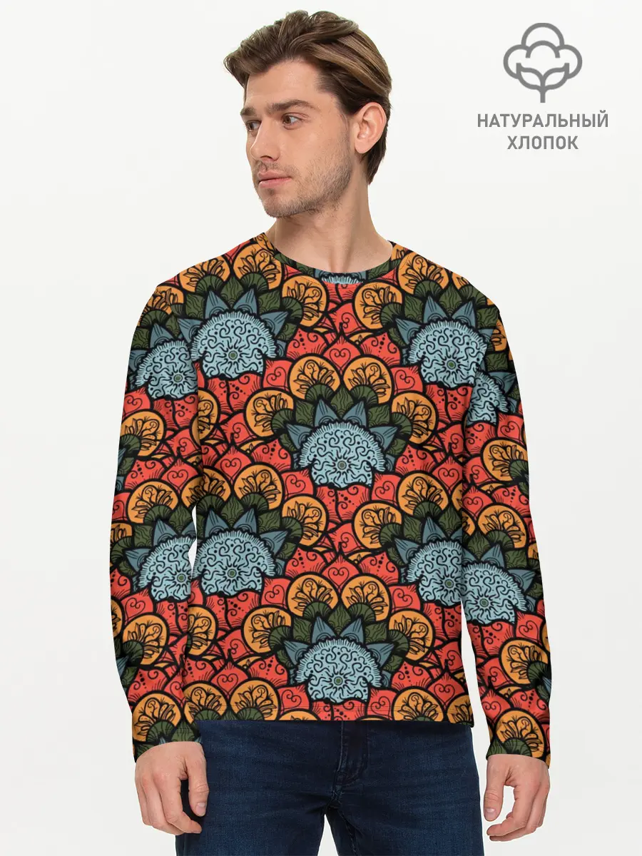 Мужской лонгслив базовый / Узоры Бохо (P007_P004ooo1684223, P004ooo1684223)