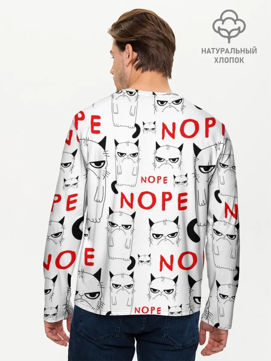 Мужской лонгслив базовый / Grumpy Cat. Nope! (P007_P004ooo1683657, P004ooo1683657)