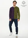 Мужской лонгслив базовый / желто-фиолетовые иероглифы (P007_P004ooo1691493, P004ooo1691493)