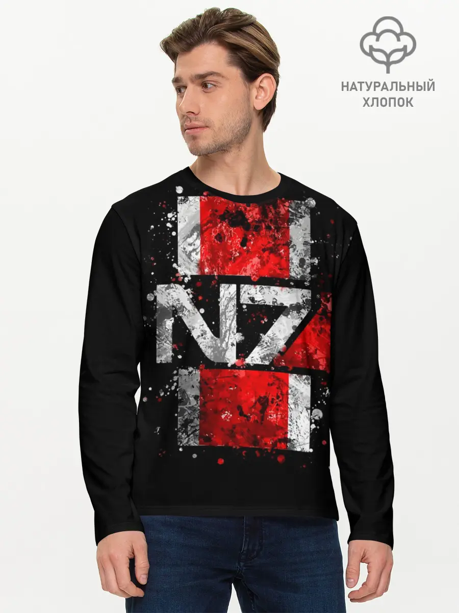 Мужской лонгслив базовый / Mass Effect N7 (P007_P004ooo1693565, P004ooo1693565)