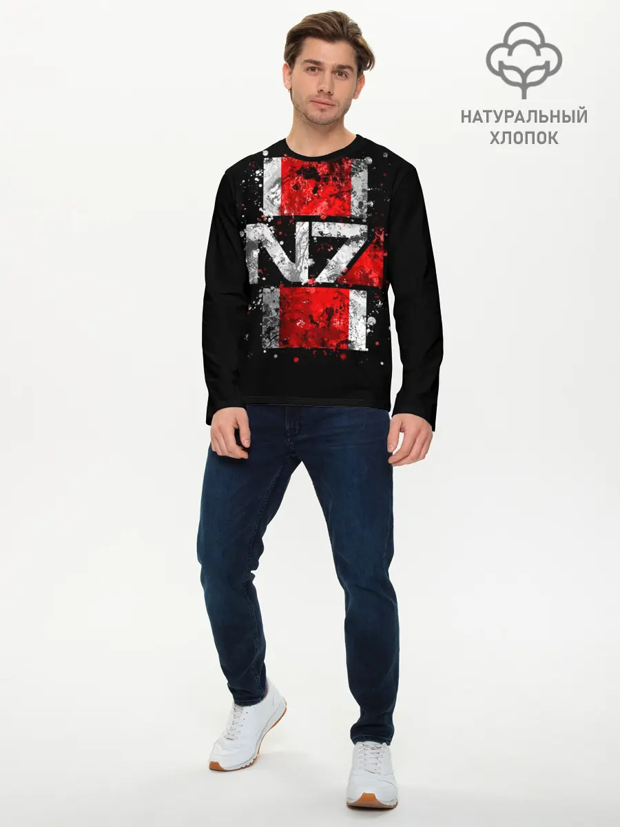Мужской лонгслив базовый / Mass Effect N7 (P007_P004ooo1693565, P004ooo1693565)