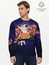 Мужской лонгслив базовый / Пицца - Кот (P007_P004ooo1692257, P004ooo1692257)