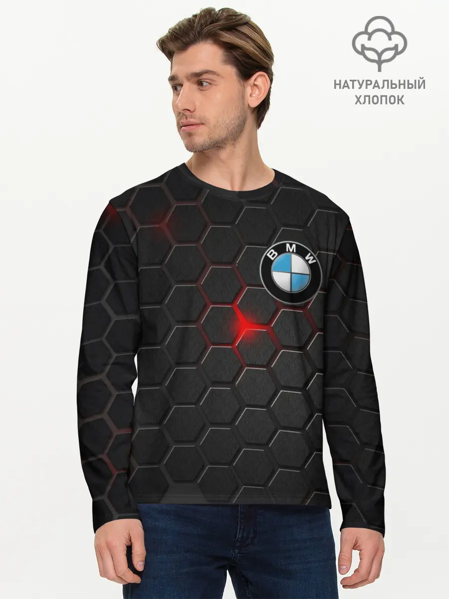 Мужской лонгслив базовый / Карбон и BMW (P007_P004ooo1696381, P004ooo1696381)